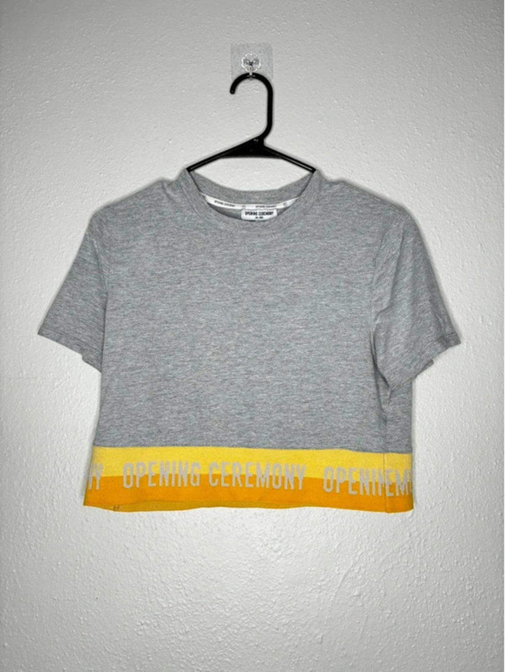 Opening Ceremony Grey Logo Elastic Band Crop Top Tee Size XS